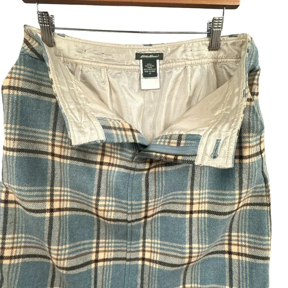 Eddie Bauer Mini Skirt 4 Plaid Wool Sage Lined Preppy Academia School Girl Punk